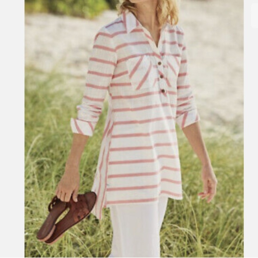 New Soft Surroundings Moderna Shirt 2CE31 Striped Top XL